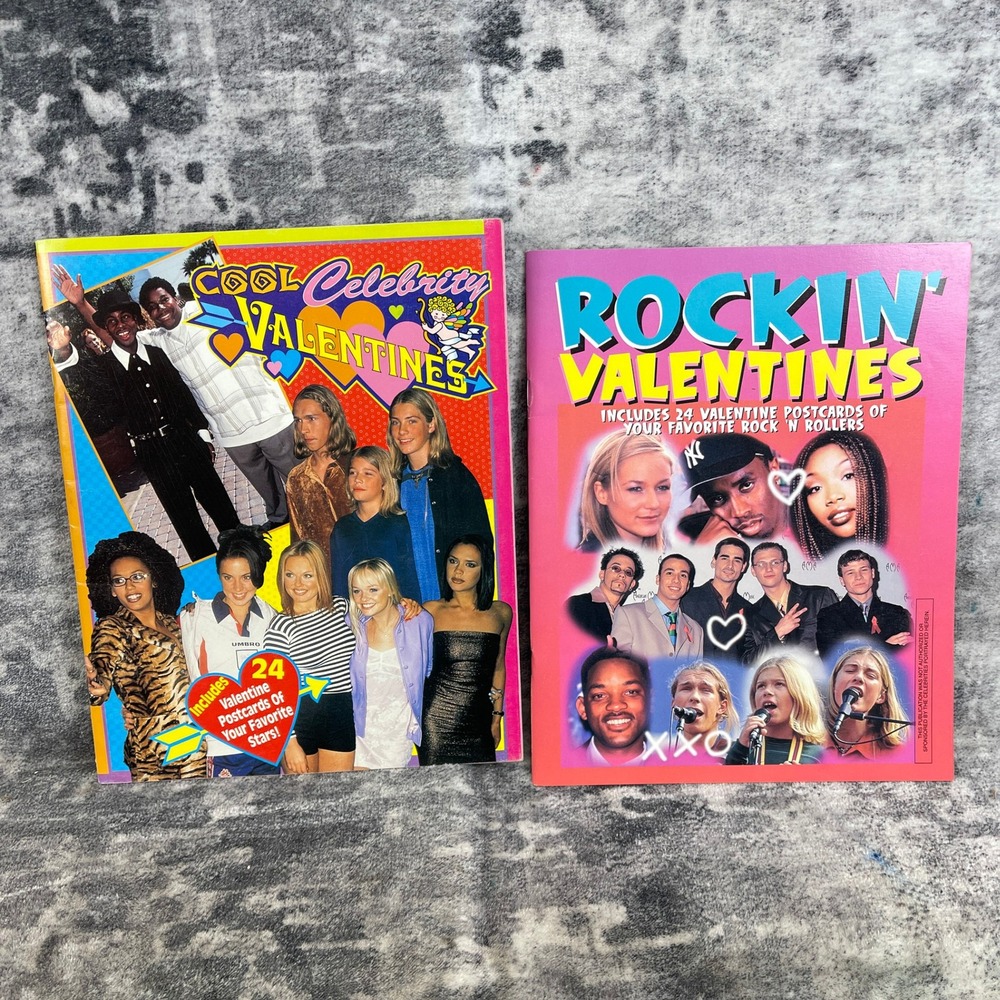 Vtg Cool Celebrity Valentine Postcard Book Lot Spice Girls‎ Backstreet Boys Y2K